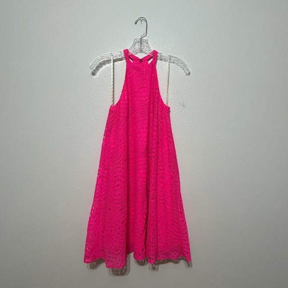 Lilly Pulitzer Dresses & Skirts - Lilly Pulitzer Hot Pink Lace Halter Top Mini Tent Dress Womens Size XS